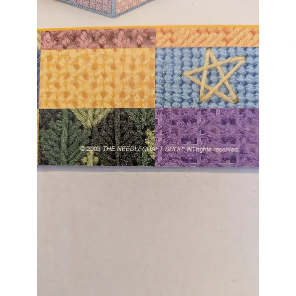 6 Vtg Needlecraft Shop Plastic‎ Canvas Patterns Books Stitch Totes Box Halloween